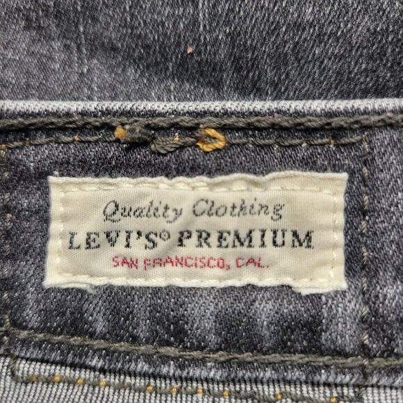 Levi's Premium Size 30 Classic Black Faded Distressed Curvy Skinny Denim Jeans - Picture 9 of 14